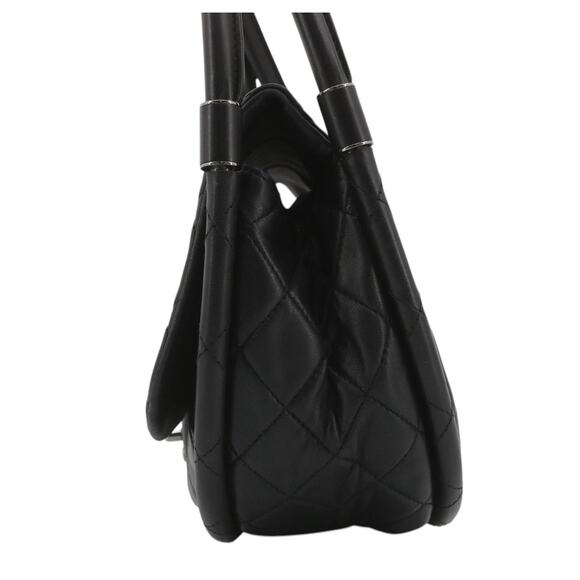 Chanel Medium Hula Hoop Bag Vintage CC Black Lambskin Flap SHW Quilted Rare - Picture 10 of 14